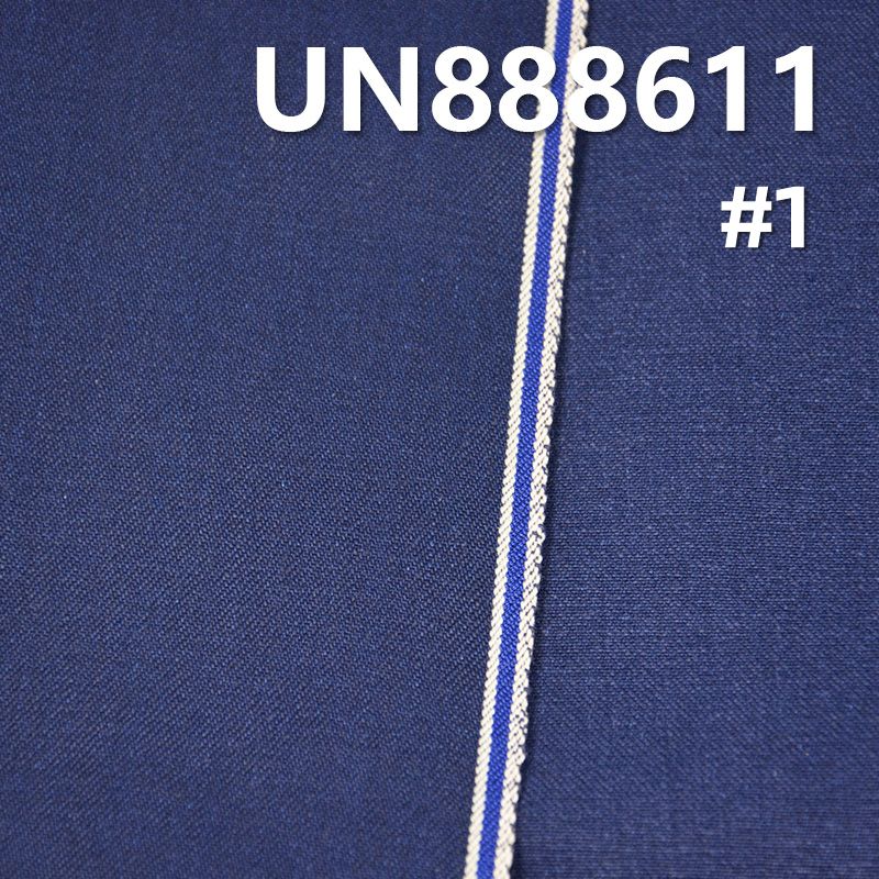 100%棉竹节右斜色织红边牛仔布 14oz 30/31” UN888611