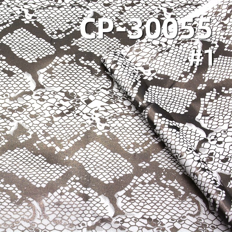 棉弹印花色丁布221g/m2 46/47" 棉弹色丁布 烫蛇皮花 CP-30055