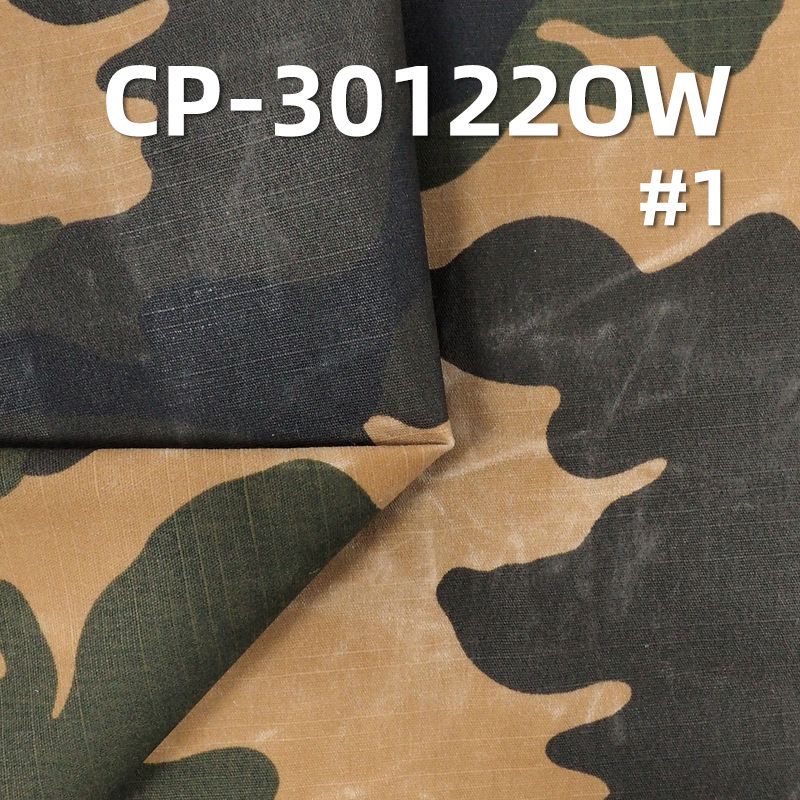 全棉横竹平纹染底迷彩印花布 油蜡320g/m2 57/58" CP-30122OW