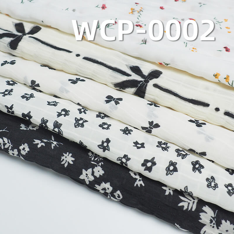 100g/m2涤纶印花布|绉绉格印花布|清新碎花布|亲肤透气|连衣裙 半身裙 女装上衣面料