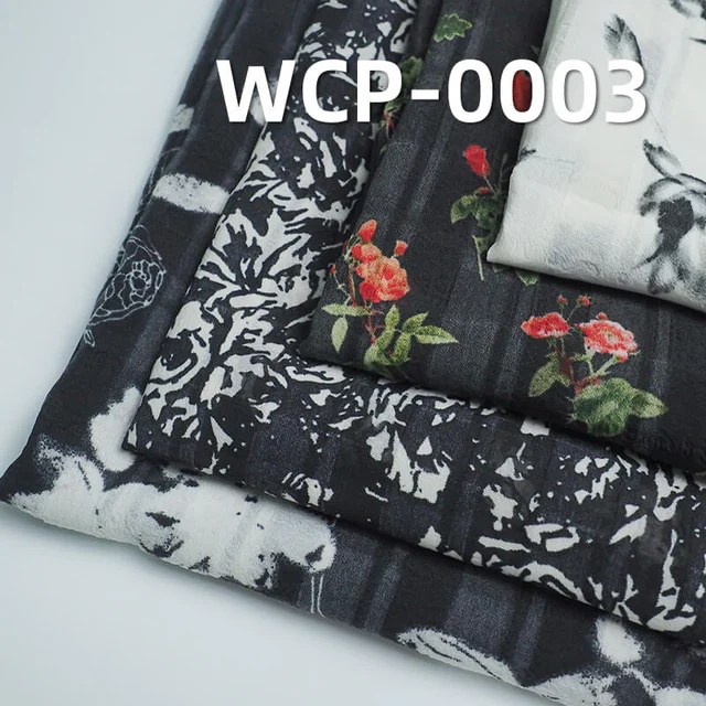 100g/m2涤纶印花布|三喷格印花布|清新高雅印花|亲肤透气|国风裙子 女装上衣 汉服面料
