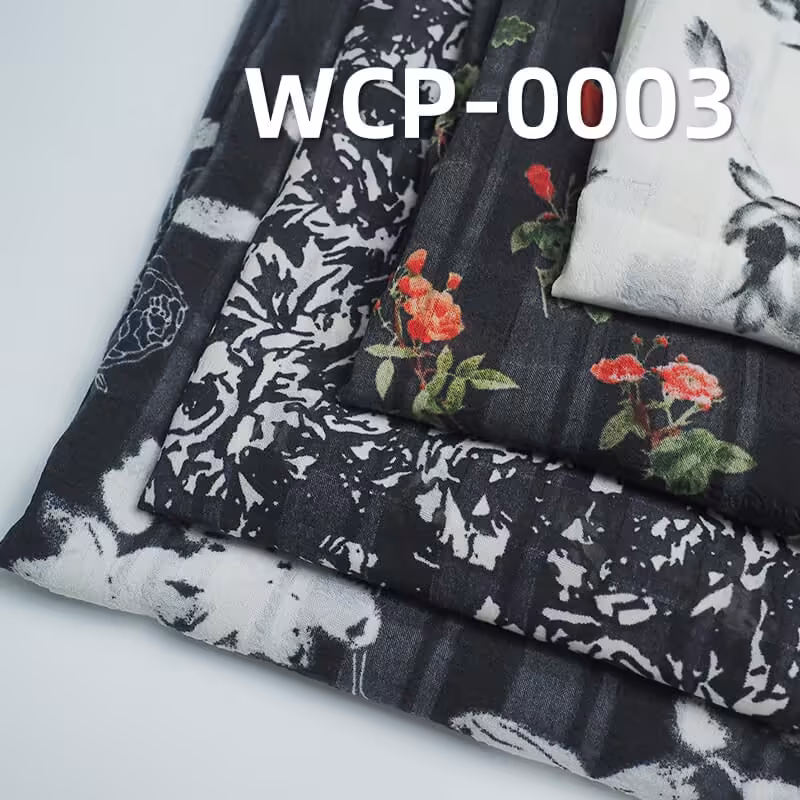 100g/m2涤纶印花布|三喷格印花布|清新高雅印花|亲肤透气|国风裙子 女装上衣 汉服面料