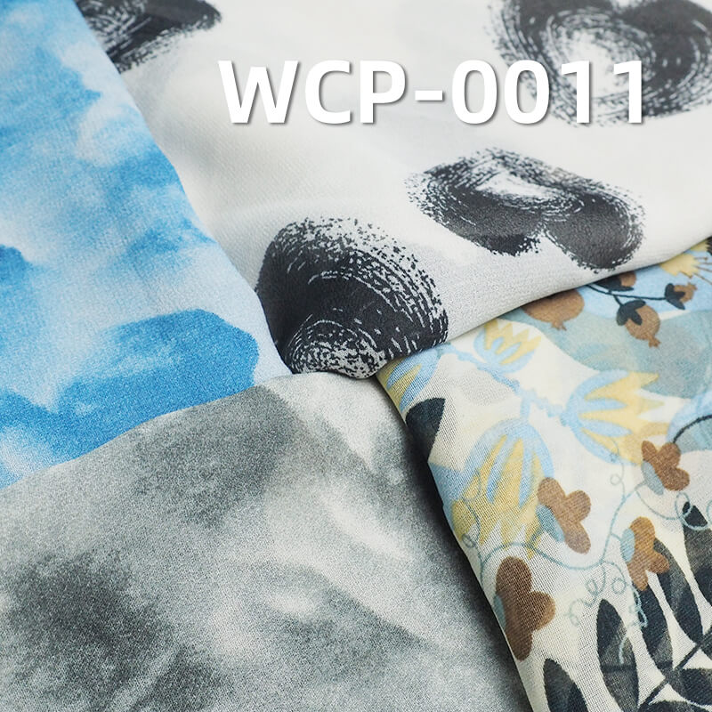 60g/m2涤纶印花布|乔其纱雪纺印花布|垂顺透气|连衣裙 国风裙 女装上衣面料