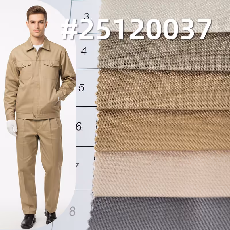 涤棉弹力纱卡|185g/m2 TC弹力斜纹布|3/1左斜|工装 制服 工作服面料