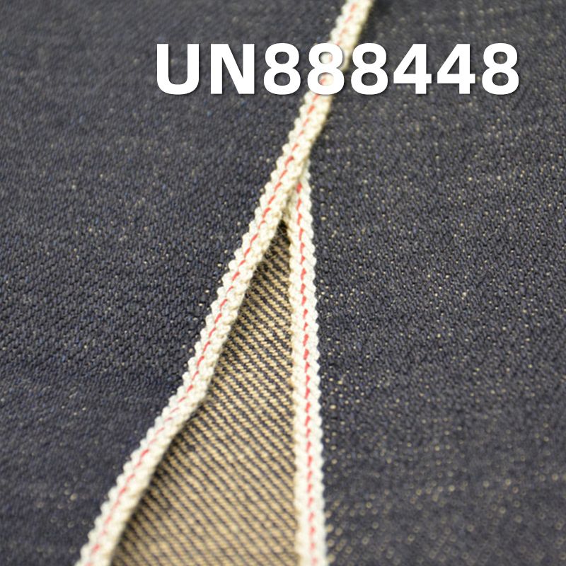 全棉竹節色織牛仔 15.5OZ 31/32" 100%棉竹節色織右斜紅邊牛仔布 UN888448