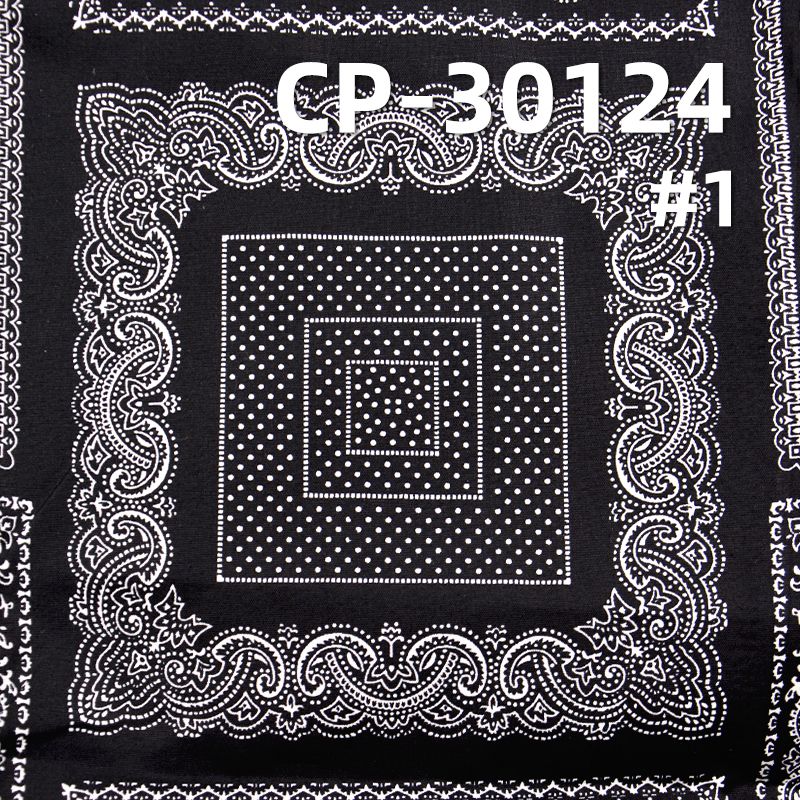 棉弹印花布 120g/m2 57/58" 98%棉2%氨纶平纹印花布 CP-30124