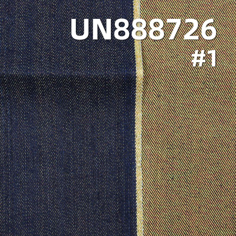 39%滌61%棉 12.5oz 32/33" 棉竹節右斜色織紅邊牛仔 UN888726