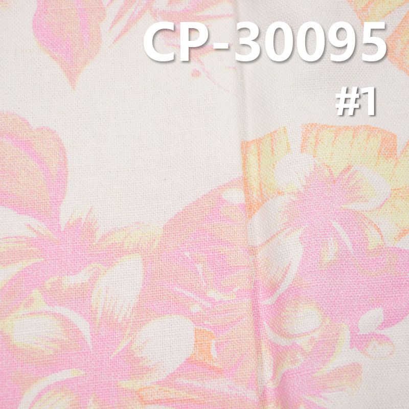 麻棉印热带风情花175g/m2 54/56" 麻棉布印热带风情花CP-30095