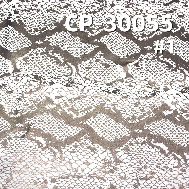 棉弹印花色丁布221g/m2 46/47" 棉弹色丁布 烫蛇皮花 CP-30055