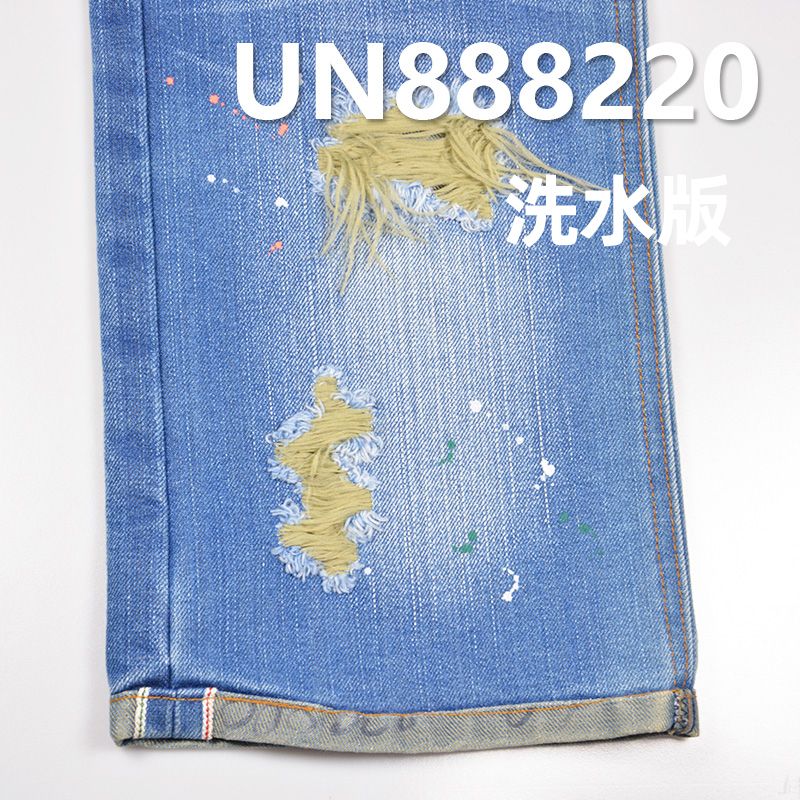 滌棉竹節右斜色織紅邊牛仔 12.6oz 32/33" UN888220