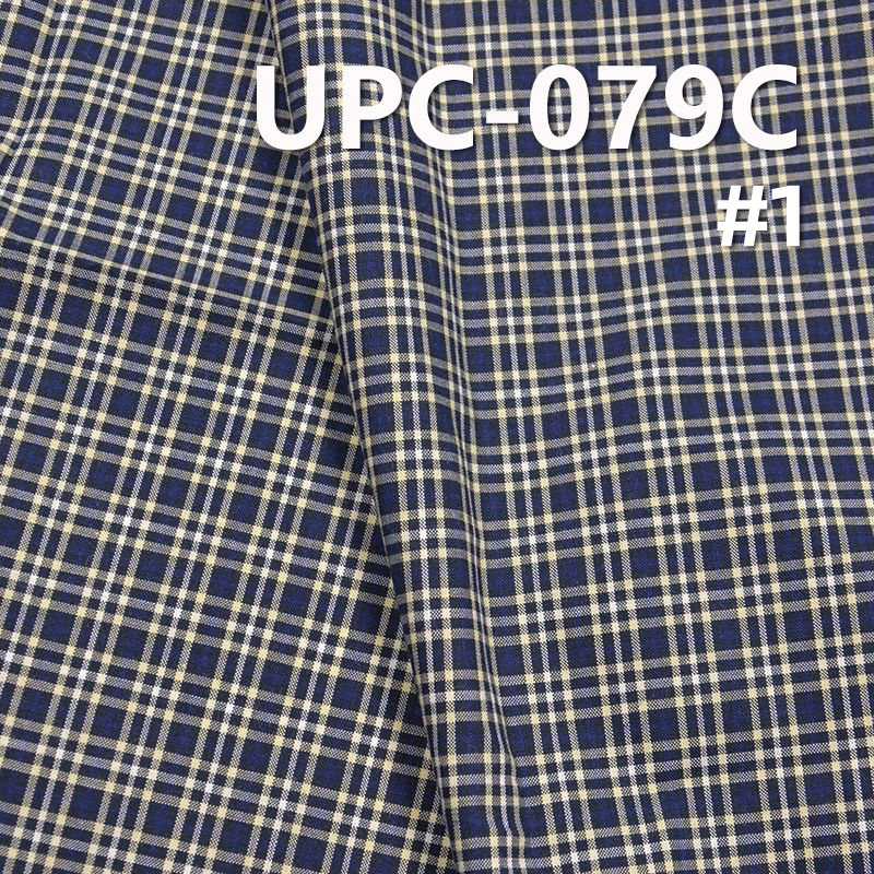 全棉藍色色織布 128g/m2 57/58" 純棉色織布 藍色格子布 128g/m2 UPC-079C