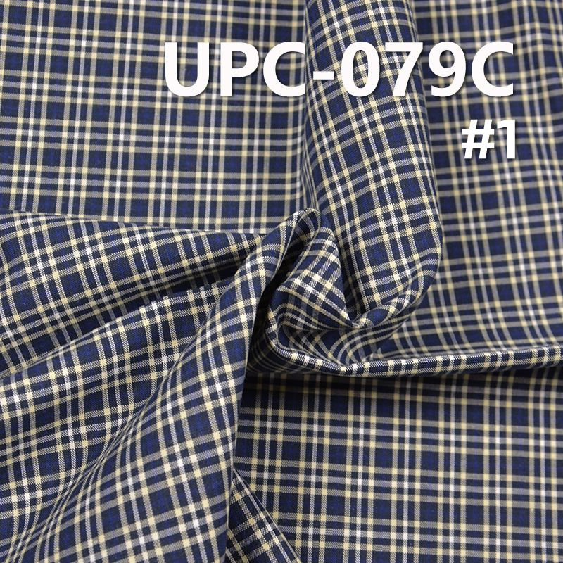 全棉藍色色織布 128g/m2 57/58" 純棉色織布 藍色格子布 128g/m2 UPC-079C