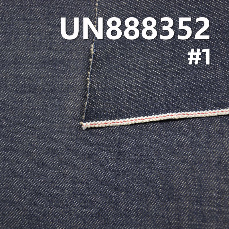 100%棉竹节色织右斜红边牛仔布 13.5oz 31/32" UN888352