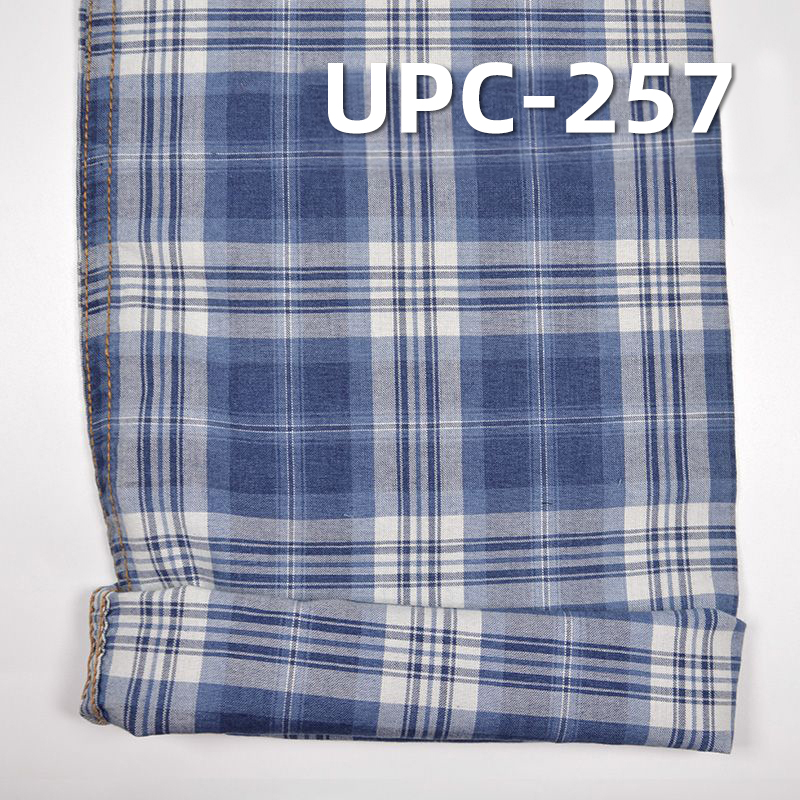 100%棉学院风靛蓝色织格仔布 105g/m² 57.5" UPC-257