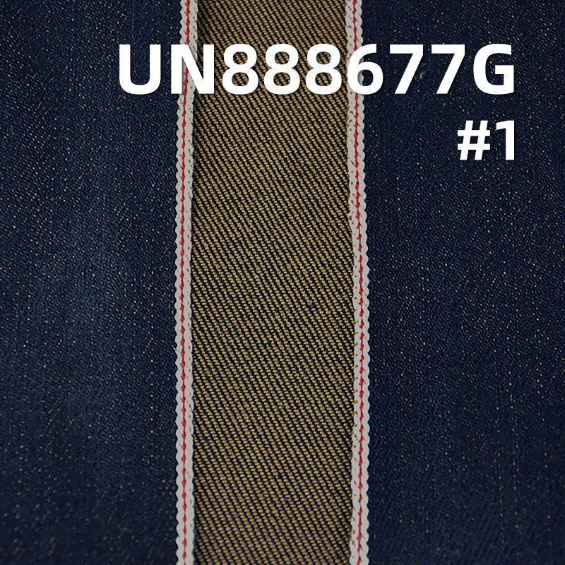 100%棉竹节右斜色织红边牛仔坯布 17oz 32/33" UN888677G