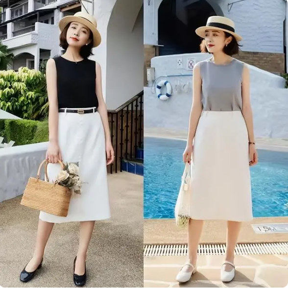 158㎝女人夏季少穿长上衣，这些“短上衣”才增高显瘦，快看看
