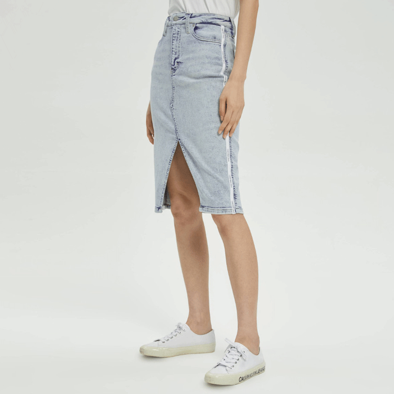 CK Jeans开衩包臀牛仔半身裙：打造性感熟女的神器