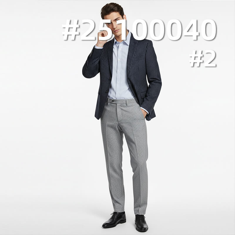 精紡羊毛條子布|275g/m2羊毛滌綸雙面斜染色布|套裝 褲子 裙子 上衣面料