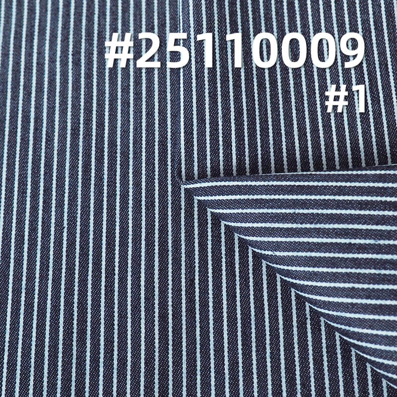 条子牛仔布|7.8安士(oz)涤棉弹力牛仔布|三片右斜蓝白条牛仔布|牛仔衬衫 牛仔裙面料