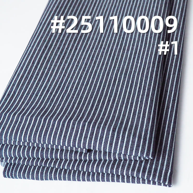 条子牛仔布|7.8安士(oz)涤棉弹力牛仔布|三片右斜蓝白条牛仔布|牛仔衬衫 牛仔裙面料