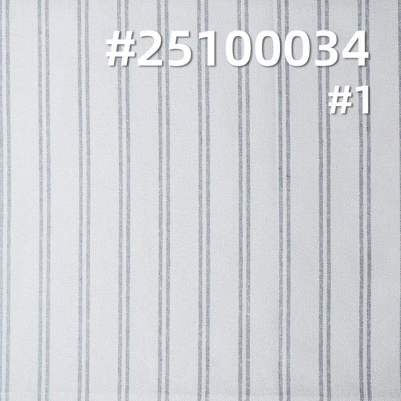 麻棉色织条子布|200g/m2亚麻棉平纹布|休闲上衣 裤子 裙子面料