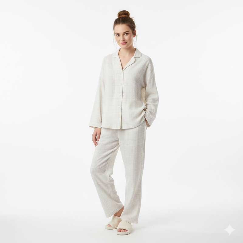 全棉三層色織布|184g/m2梭織純棉格子布|睡衣 家居服面料