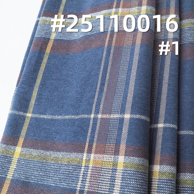 全棉抓毛色織格子布|174g/m2梭織雙面右斜色織布料|格子衫 裙子 褲子面料 全棉抓毛色織格子布|174g/m2梭織雙面右斜色織布料|格子衫 裙子 褲子面料