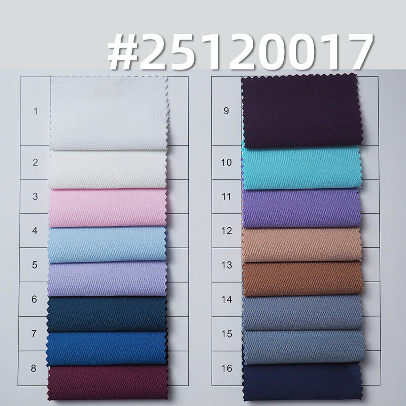 涤竹弹力细斜|140g/m2弹力2/1左斜染色布|衬衫 裙子 休闲上衣面料