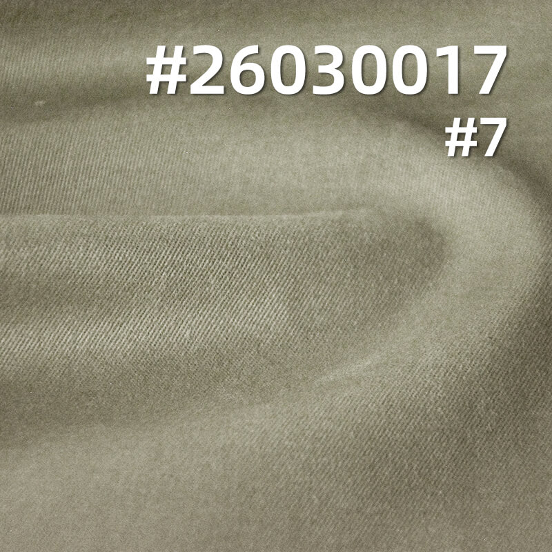 棉弹精梳32S高密染色布|190g/m2弹力雪花绒斜纹棉布|四片右斜|休闲上衣 工装裤 裙子面料