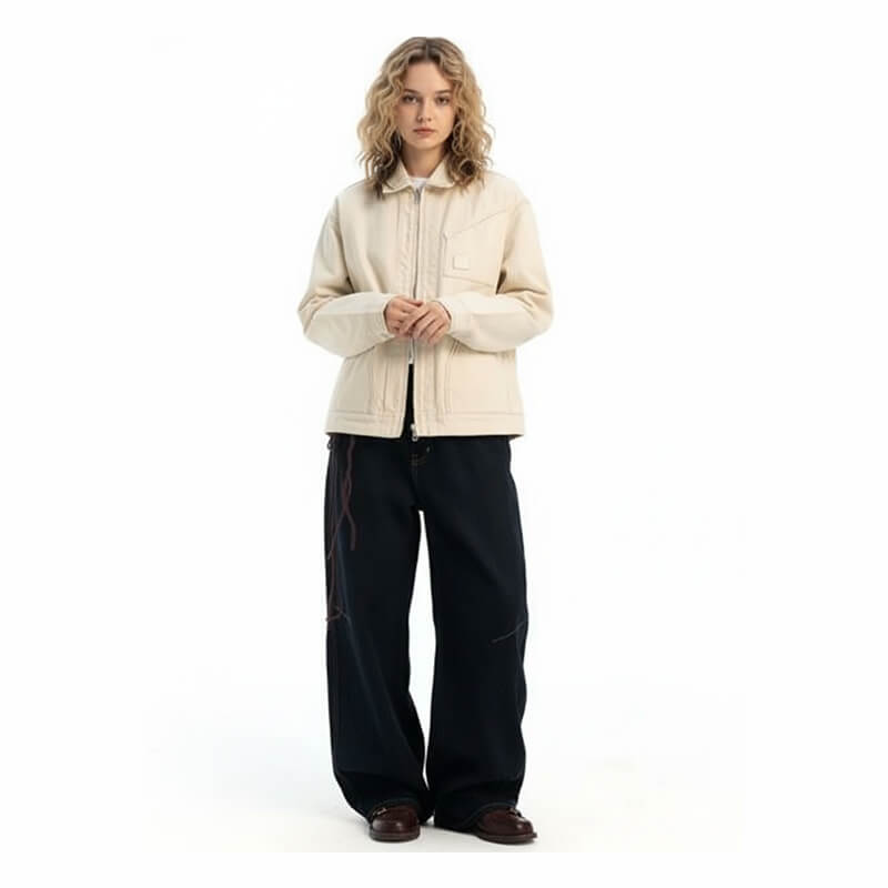 全棉加厚染色布|7支竹節斜紋紗卡|320g/m2底抓毛秋冬布料|四片右斜|工裝外套 夾克 工裝褲面料