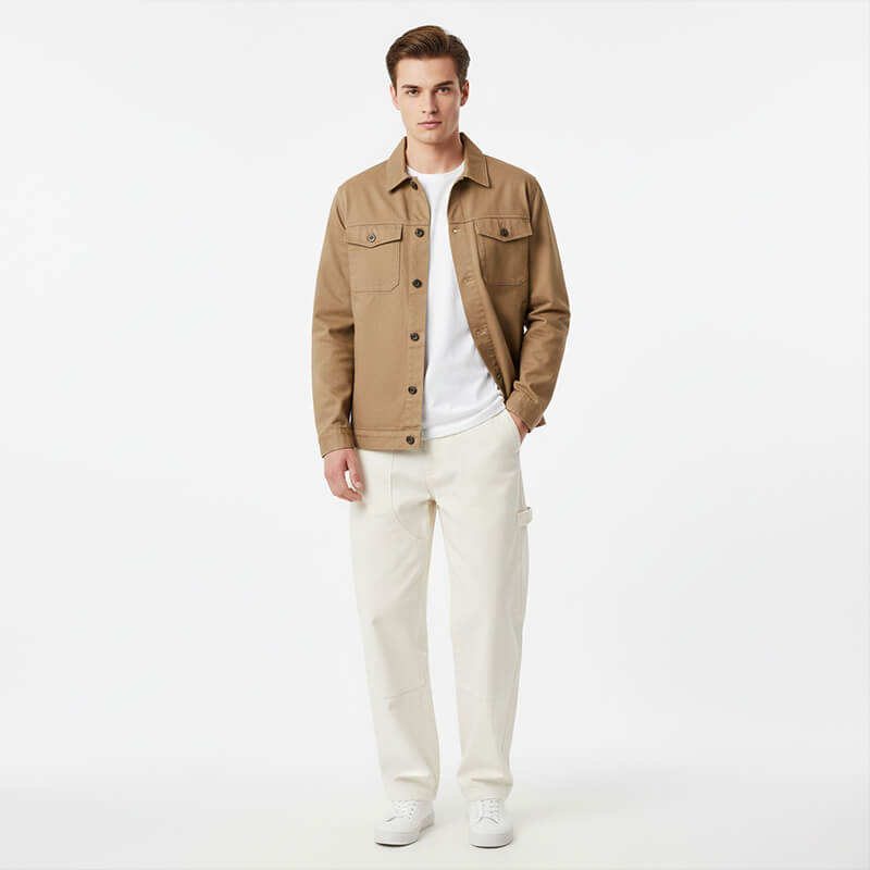 弹力雪花绒染色布|255g/m2棉弹斜纹布|21支赛络纺|四片右斜|工装外套 工装裤 裙子面料