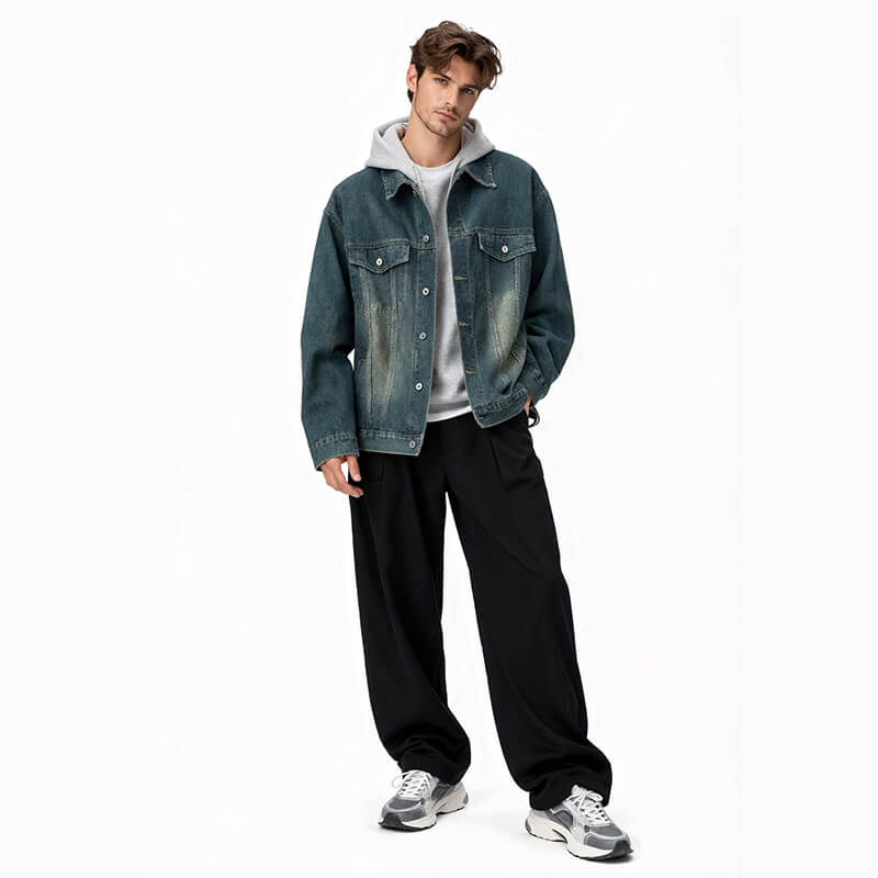 潮牌同款牛仔布|14.1安士(oz)全棉竹节四片右斜牛仔布|蓝加青绿|牛仔裤 牛仔夹克面料 潮牌同款牛仔布|14.1安士(oz)全棉竹节四片右斜牛仔布|蓝加青绿|牛仔裤 牛仔夹克面料