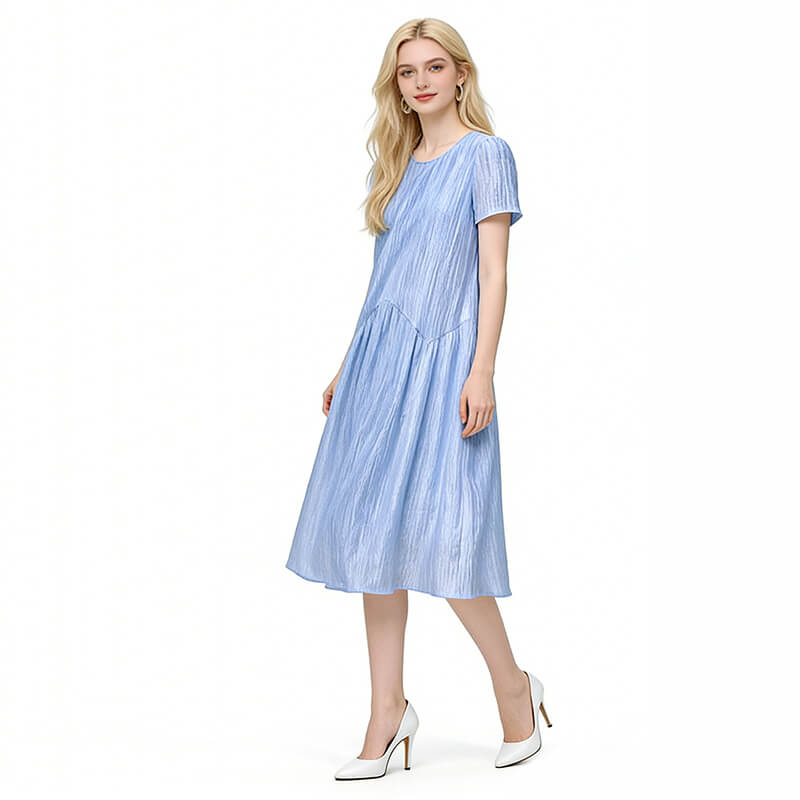 迪拜皱|130g/m2涤纶缎面色丁布|手抓花亮光皱布|时尚女装 连衣裙 婚纱 礼服面料