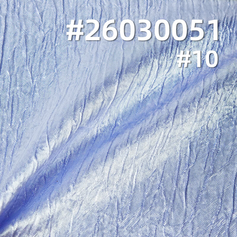 迪拜皱|130g/m2涤纶缎面色丁布|手抓花亮光皱布|时尚女装 连衣裙 婚纱 礼服面料