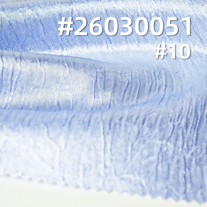 迪拜皱|130g/m2涤纶缎面色丁布|手抓花亮光皱布|时尚女装 连衣裙 婚纱 礼服面料