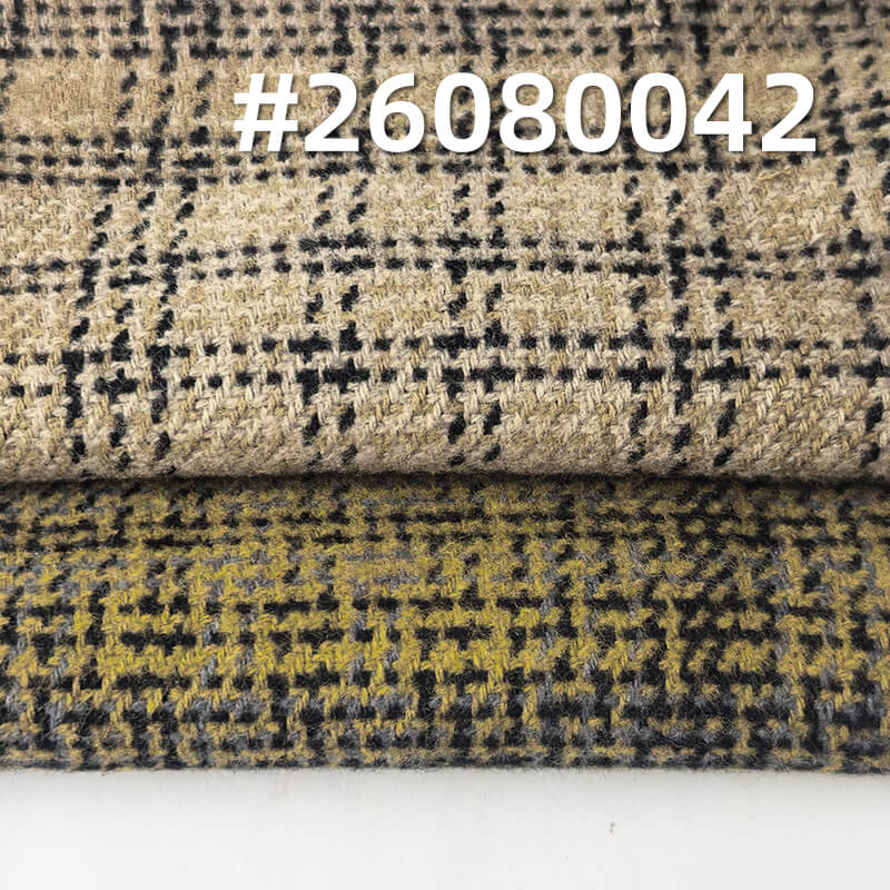 磨毛色织格子布|340g/m2秋冬全棉格仔布|2/2右斜色织布|格子外套 连衣裙 休闲裤面料